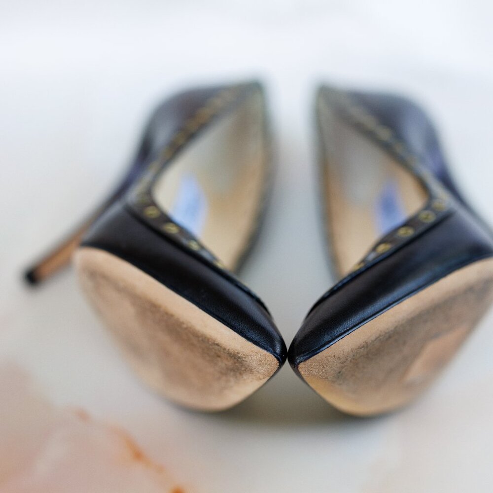Vintage Jimmy Choo Black Leather High Heels Shoes - Picture 8 of 9